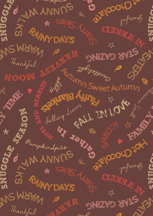 LAST BOLT! Lewis & Irene Snuggle Season Fabric Collection Cozy Words on Chocolate Premium 100% Cotton Quilt Shop Quality Fabrics