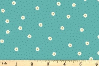 Lewis & Irene Little Matryoshka Fabric Collection Daisy Dots on Turquoise Premium 100% Cotton Quilt Shop Quality Fabrics