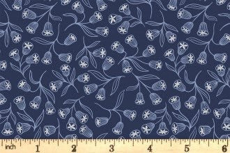 LAST BOLT! Lewis & Irene Enchanted Fabric Collection Metallic Silver Enchanted Flowers on Dark Blue Premium 100% Cotton Fabrics