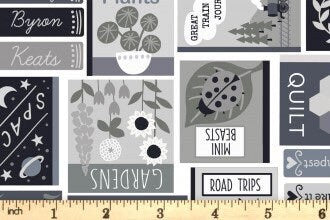 LAST BOLT!! Lewis & Irene Bookworm Fabric Collection Book Covers on Grey/Black Premium 100% Cotton Quilt Shop Quality Fabrics