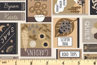 LAST BOLT!! Lewis & Irene Bookworm Fabric Collection Book Covers on Sepia Premium 100% Cotton Quilt Shop Quality Fabrics