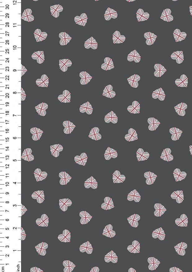 LAST BOLT!! Lewis & Irene Jubilee Fabric Collection Union Jack Hearts on Black Premium 100% Cotton Quilt Shop Quality Fabrics