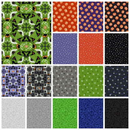 GLOWING FABRICS!! Lewis & Irene Haunted House Fabric Collection Glowing Spiders on Grey Premium 100% Cotton Fabrics