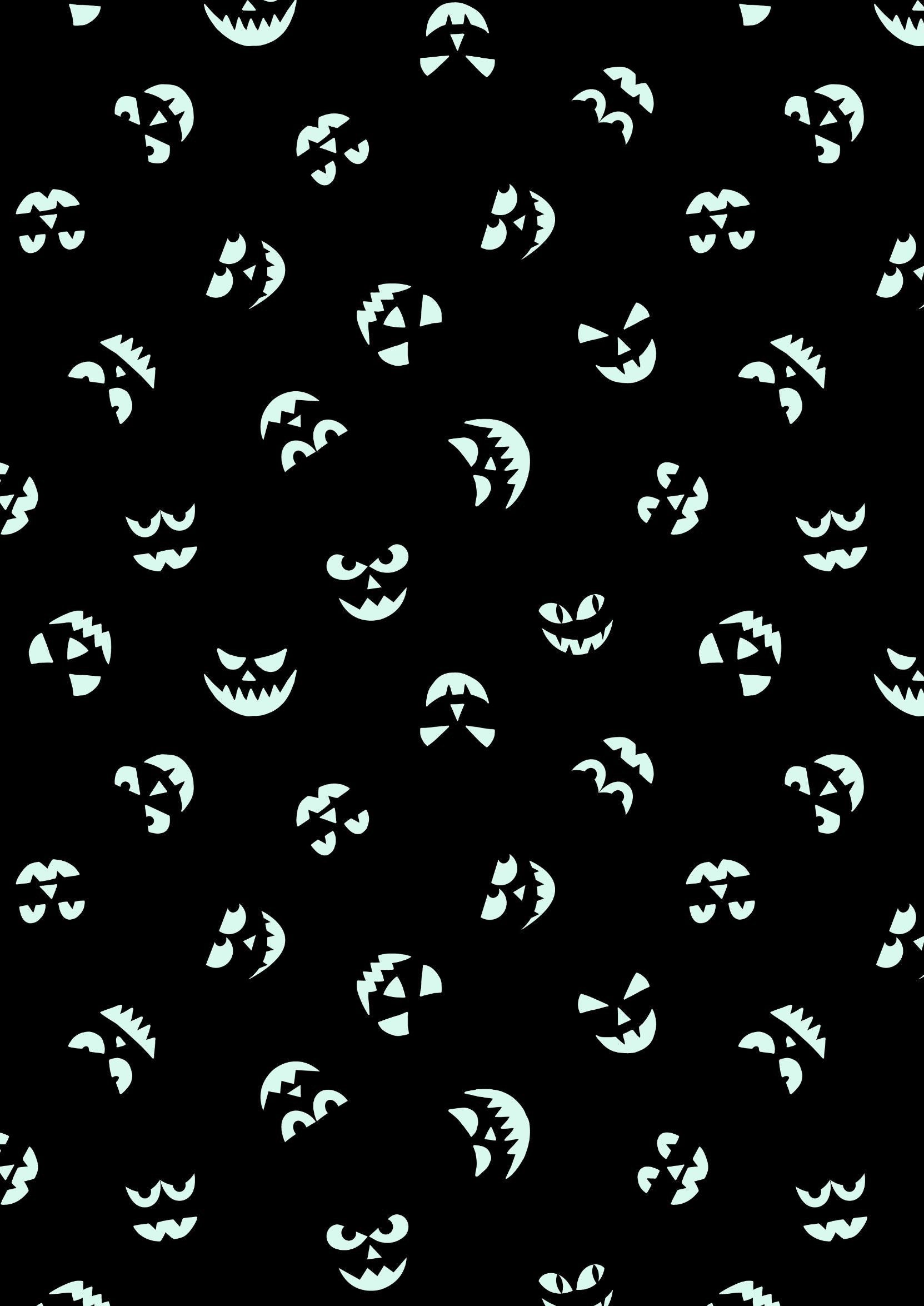 GLOWING FABRICS!! Lewis & Irene Haunted House Fabric Collection Glowing Pumpkin Faces on Orange Premium 100% Cotton Fabrics