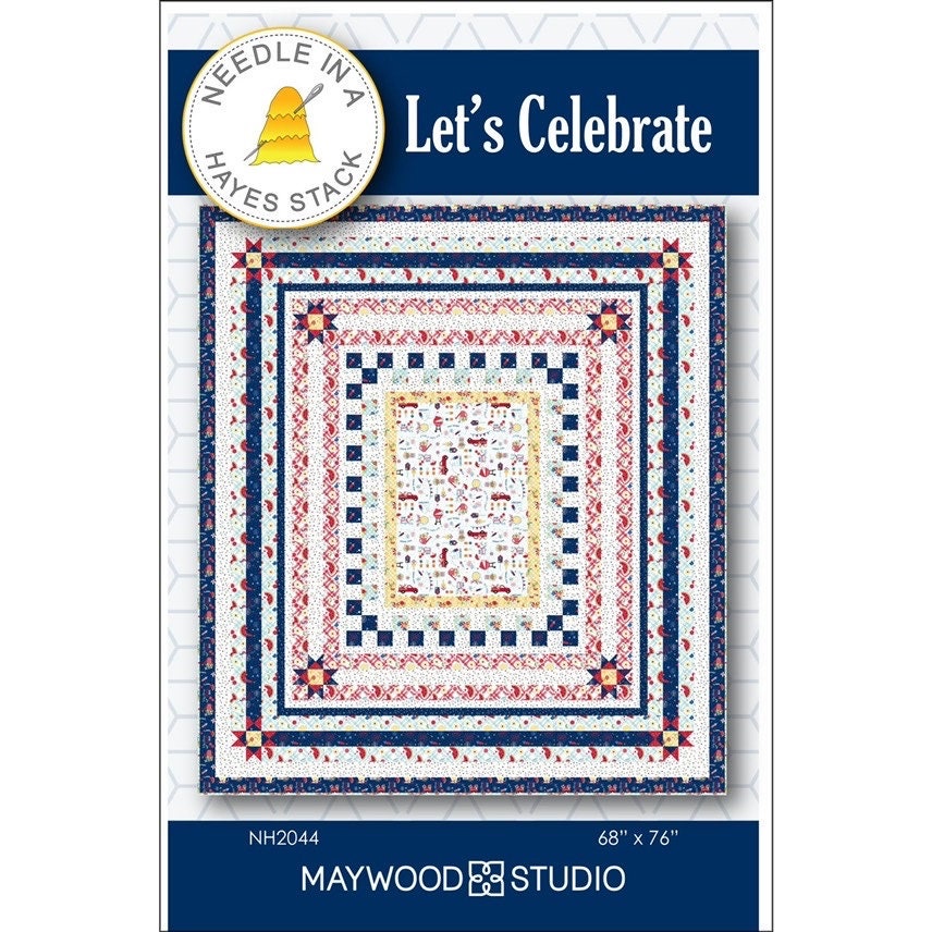 Needle In A Hays Stack Let's Celebrate Quilt Kit Featuring Kimberbell Red, White, & Bloom Fabric Finished Size: 68"x76" Premium 100% Cotton