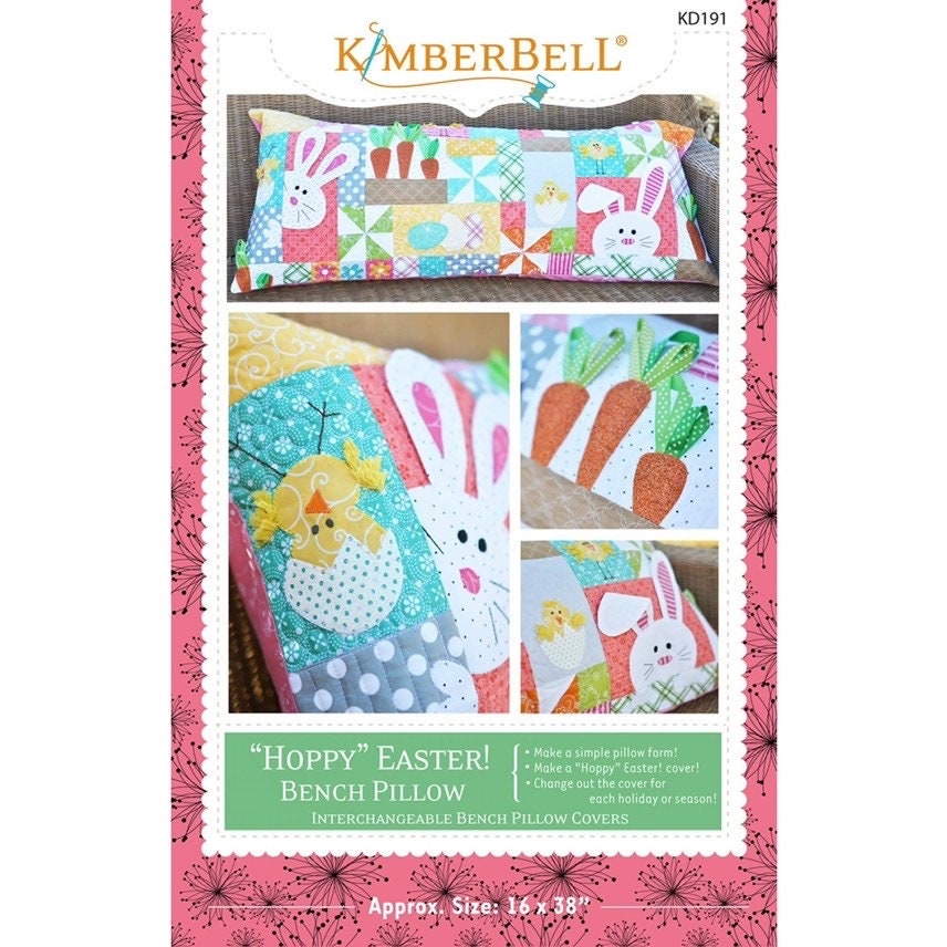 Kimberbell Hoppy Easter Bench Pillow Collection (Optional Machine Embroidery CD, Fabric/Embellishment Kit, and Thread Set Available)