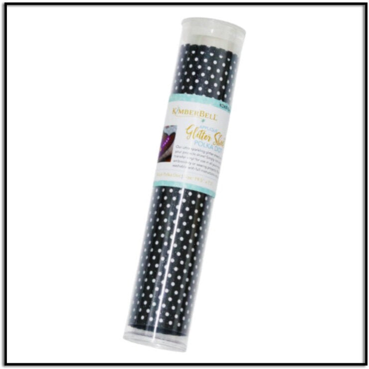 RETIRED!! Kimberbell Kimberbellishments 19.5”x7.5” Polka Dot Appliqué Glitter Sheet - Black