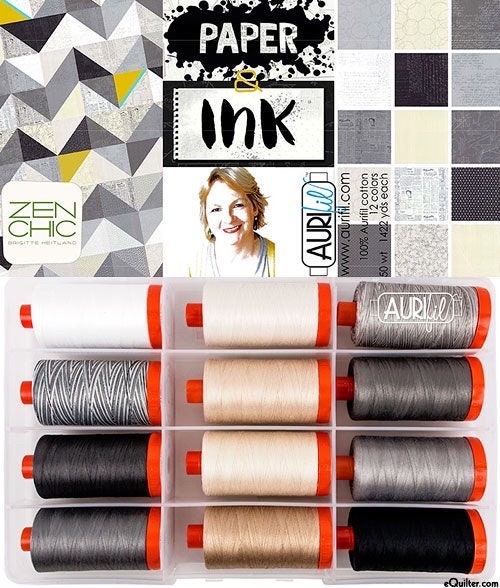 Aurifil Zen Chic Paper & Ink 12 Large Spool Thread Set 50WT (Large Spool 1422YDS)