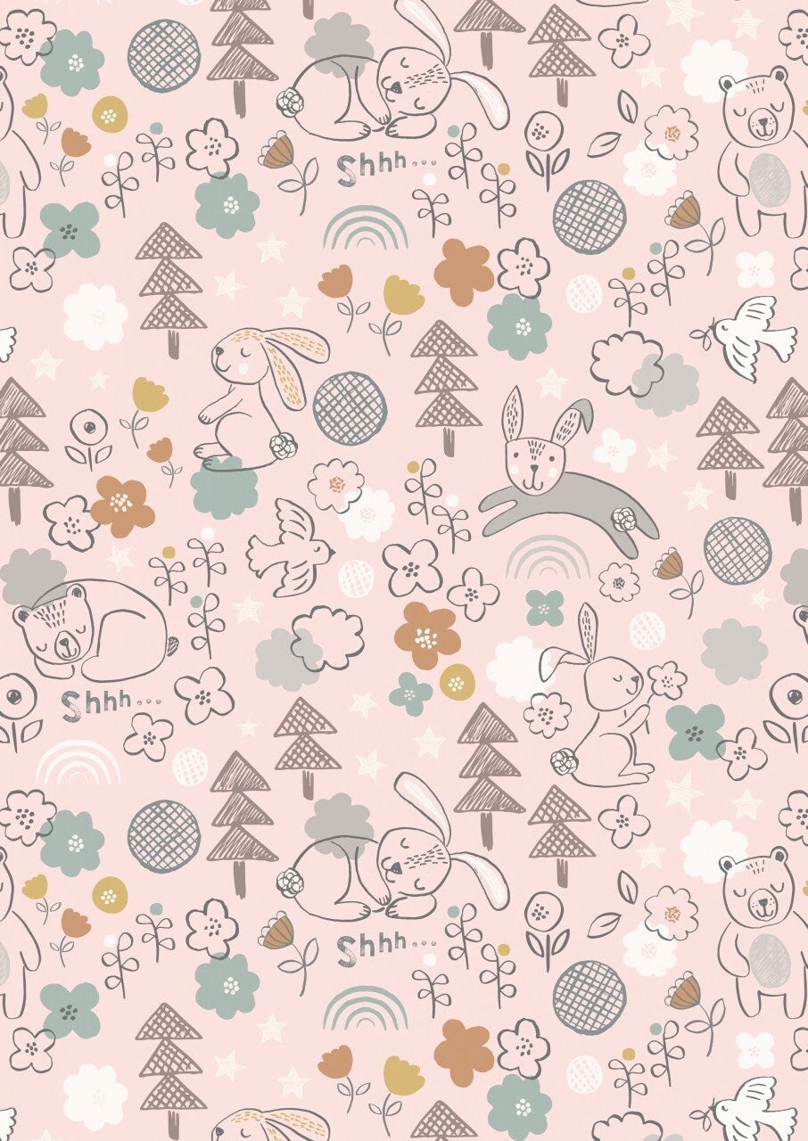 Lewis & Irene Bella Bunny and Bear Fabric Collection Bella and Bear on Pink Premium 100% Cotton Quilt Shop Quality Fabrics