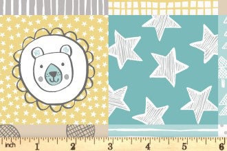 Lewis & Irene Bella Bunny and Bear Fabric Collection 3” Squares on Yellow Premium 100% Cotton Quilt Shop Quality Fabrics