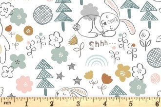 Lewis & Irene Bella Bunny and Bear Fabric Collection Bella and Bear on Cream Premium 100% Cotton Quilt Shop Quality Fabrics