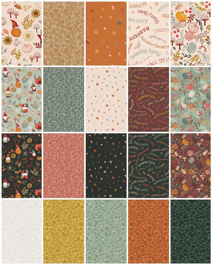 LAST BOLT! Lewis & Irene Snuggle Season Fabric Collection Little Pumpkins on Dark Forest Premium 100% Cotton Quilt Shop Quality Fabrics