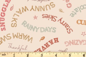 LAST BOLT! Lewis & Irene Snuggle Season Fabric Collection Cozy Words on Cream Premium 100% Cotton Quilt Shop Quality Fabrics