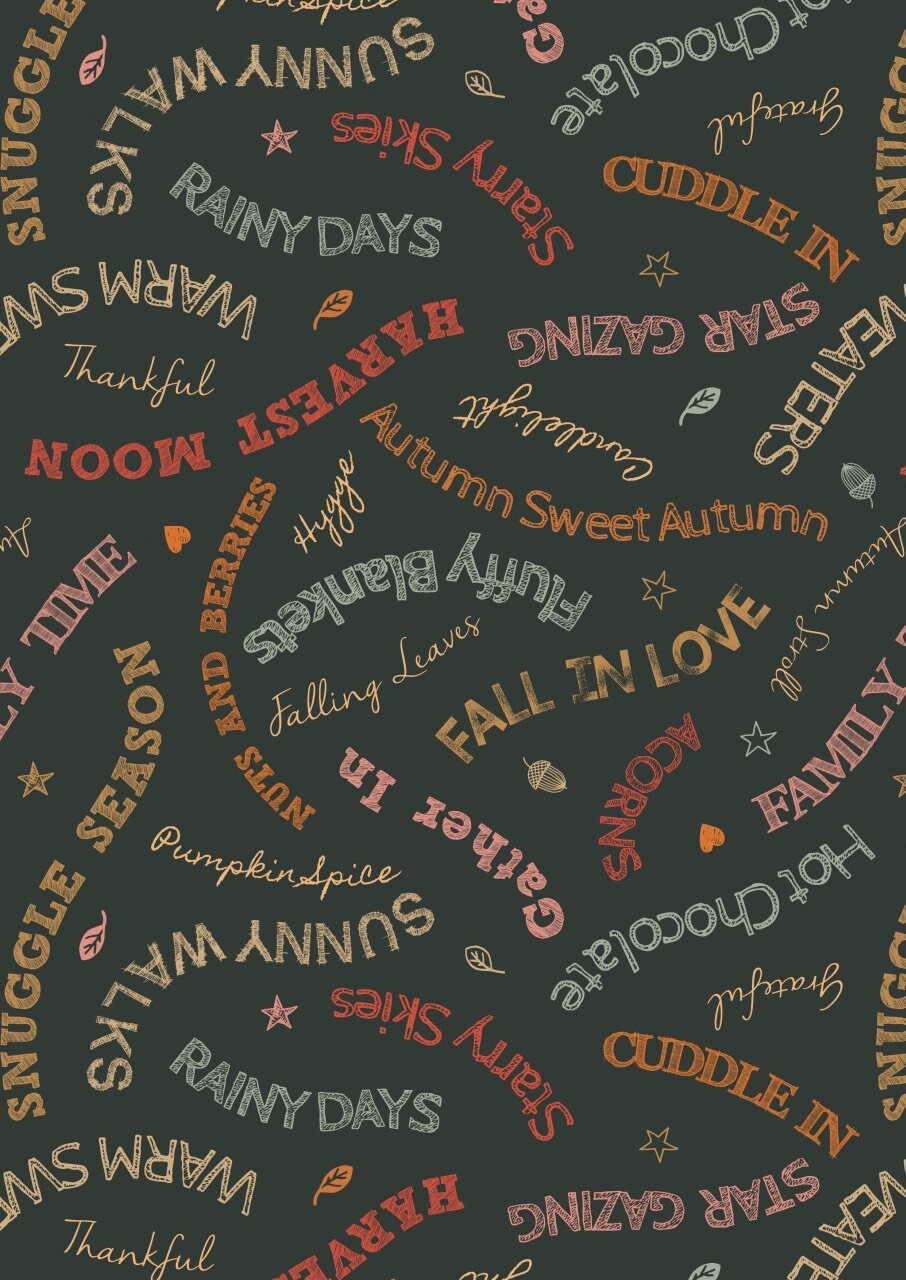 LAST BOLT! Lewis & Irene Snuggle Season Fabric Collection Cozy Words on Dark Forest Premium 100% Cotton Quilt Shop Quality Fabrics