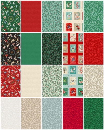 LAST BOLT!! Lewis & Irene 12 Days of Christmas Fabric Collection Christmas Holly on Black Premium 100% Cotton Fabrics