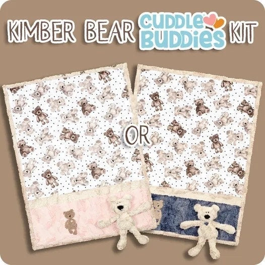 Shannon Fabrics Kimberbell Cuddle Buddies Kimber Bear Cuddle Minky Kit Finished Size: Blanket 43"x29" and Kimber Bear 12"