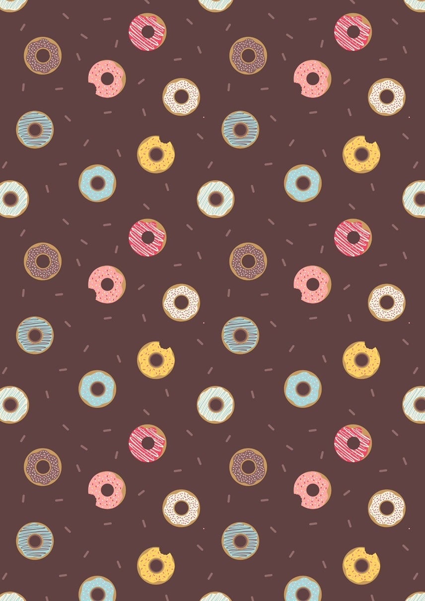 Lewis & Irene Small Things Sweet Fabric Collection Doughnuts on Brown Premium 100% Cotton Quilt Shop Quality Fabrics