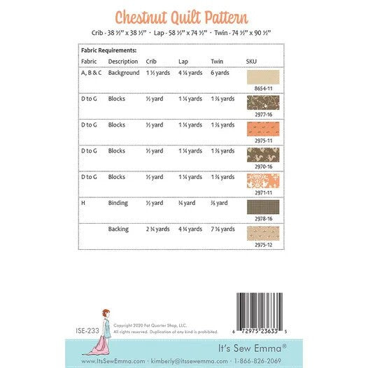 It’s Sew Emma Chestnut Quilt Pattern (3 Size Variations Per Pattern)