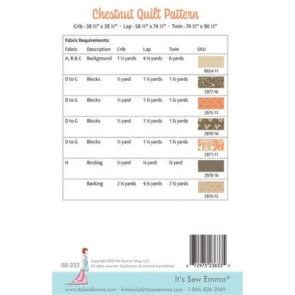 It’s Sew Emma Chestnut Quilt Pattern (3 Size Variations Per Pattern)