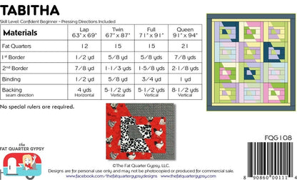 The Fat Quarter Gypsy Tabitha Quilt Pattern (4 Size Variations Per Pattern)