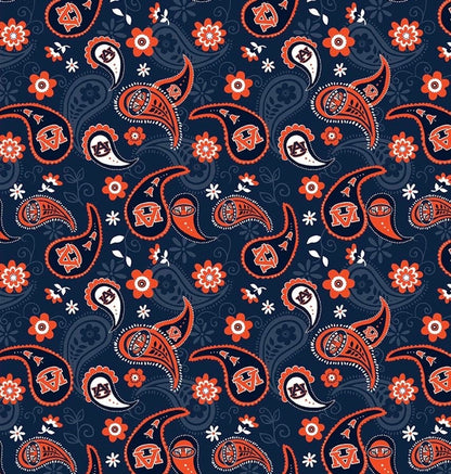 LAST BOLT! Auburn Tigers (Auburn University) Paisley Print Fabric by Sykel QSQ100% Cotton