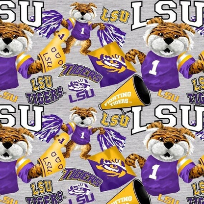 LSU Tigers (Louisiana State University) LSU Tigers Cheerleader Fabric by Sykel QSQ100% Cotton