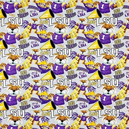 LSU Tigers (Louisiana State University) LSU Tigers Cheerleader Fabric by Sykel QSQ100% Cotton