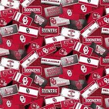 Oklahoma Sooners (University of Oklahoma) License Plate Fabric by Sykel QSQ100% Cotton