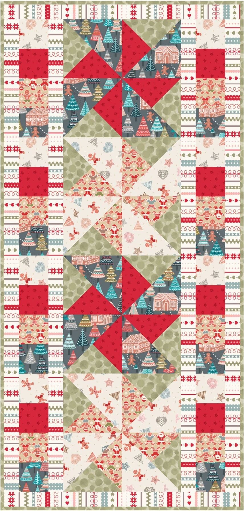 LAST RESTOCK!! Lewis & Irene Gingerbread Season Fabric Collection Table Runner Kit #3 (Backing Included) Finished Size 16”x34”