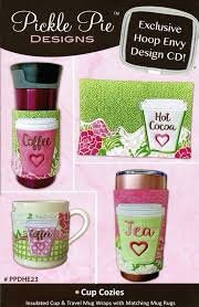 Pickle Pie Designs ITH Cup Cozies Machine Embroidery CD