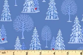 Lewis & Irene Digital Print Tomten's Village Fabric Collection Tomten's Trees on Blue Premium 100% Cotton Fabrics