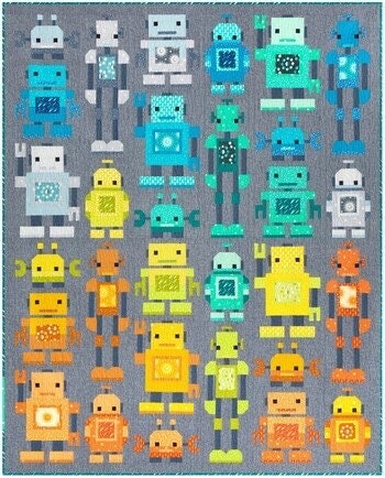 Elizabeth Hartman Robots Quilt Pattern (2 Size Variations Per Pattern)