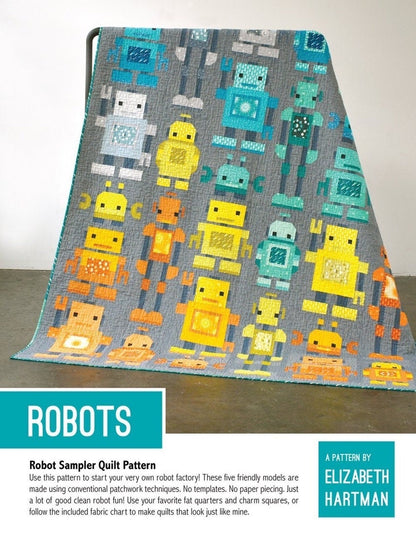 Elizabeth Hartman Robots Quilt Pattern (2 Size Variations Per Pattern)