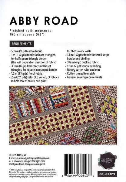 Jen Kingwell Designs Abby Road Quilt Pattern (Acrylic Templates Included) Finished Size: 63”x63”