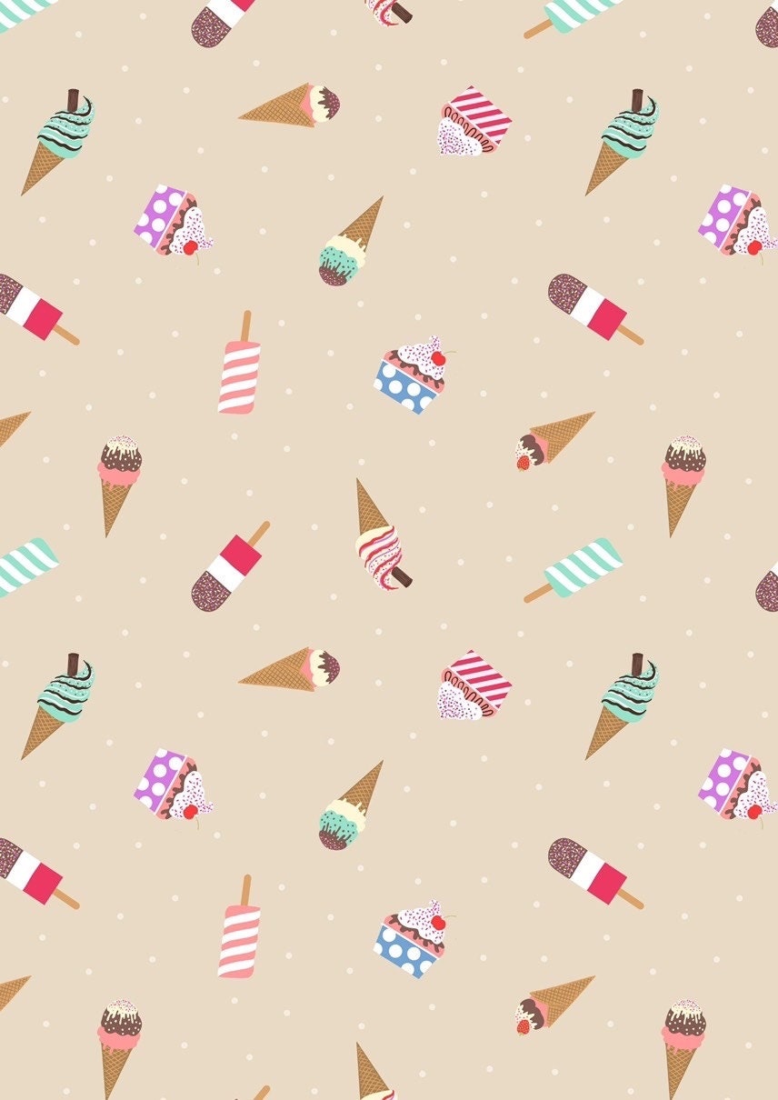 Lewis & Irene Small Things Sweet Fabric Collection Ice Cream on Natural Premium 100% Cotton Quilt Shop Quality Fabrics