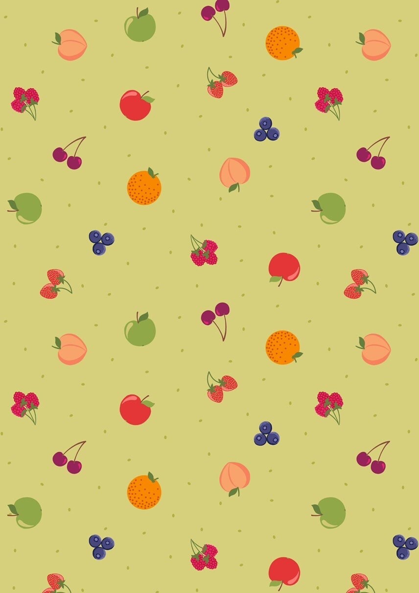 Lewis & Irene Small Things Sweet Fabric Collection Fruit on Lime Green Premium 100% Cotton Quilt Shop Quality Fabrics