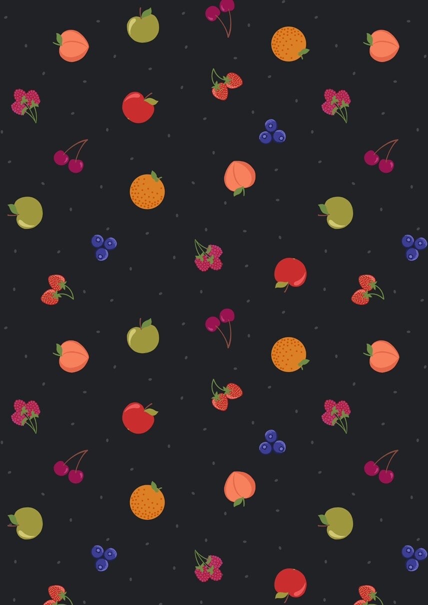 Lewis & Irene Small Things Sweet Fabric Collection Fruit on Black Premium 100% Cotton Quilt Shop Quality Fabrics