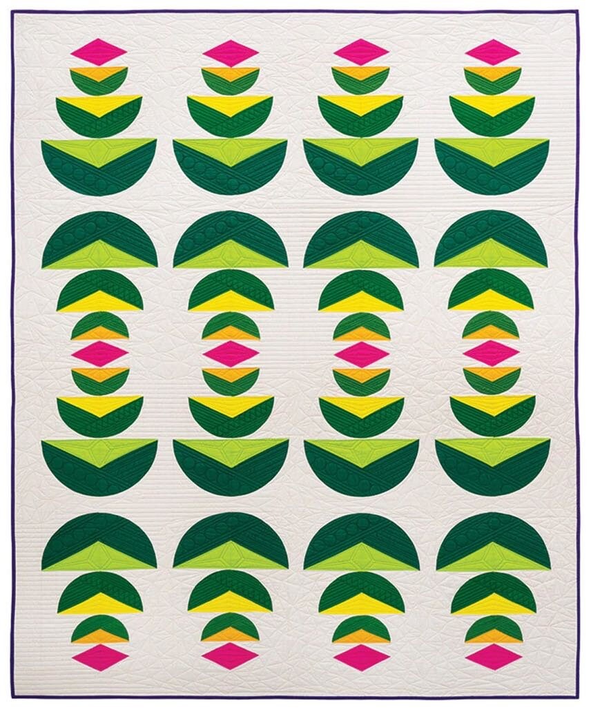 Quiltachusetts Palm Fronds Quilt Pattern Finished Size: 58.5"x72"