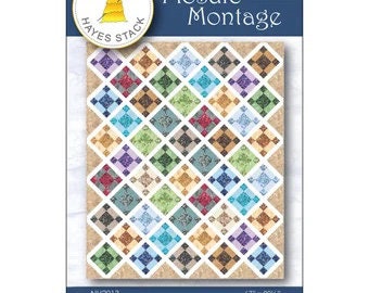 Mosaic Montage by Needle in a Hayes Stack Quilt Pattern Finished Size: 67"x80.5"