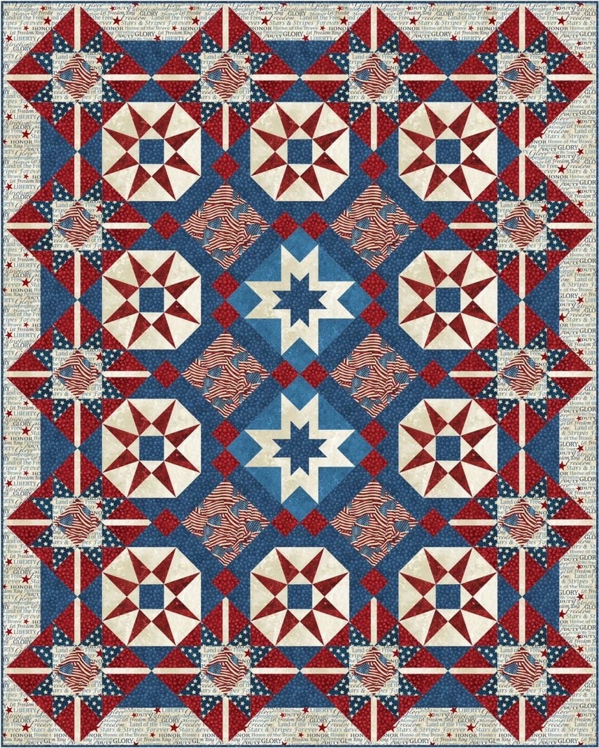 Tamarinis Star Spangled Banner Paper Piecing Quilt Pattern Finished Size 68"x85"