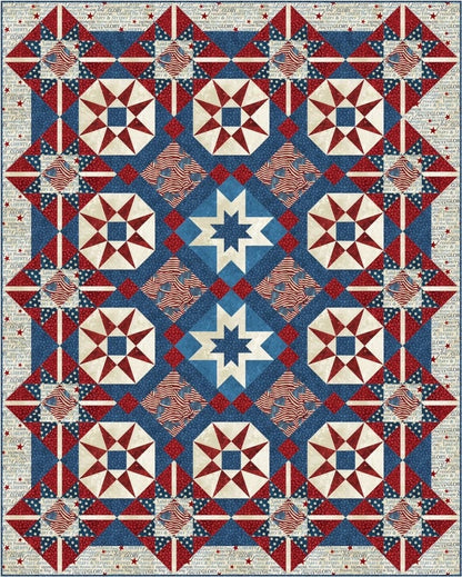 Tamarinis Star Spangled Banner Paper Piecing Quilt Pattern Finished Size 68"x85"