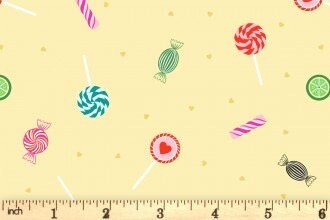 Lewis & Irene Small Things Sweet Fabric Collection Sweets on Pale Yellow Premium 100% Cotton Quilt Shop Quality Fabrics