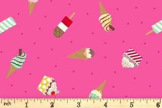 Lewis & Irene Small Things Sweet Fabric Collection Ice Cream on Bright Pink Premium 100% Cotton Quilt Shop Quality Fabrics