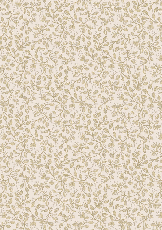 LAST BOLT! Lewis & Irene Honey Bee Fabric Collection Leaves on Dark Cream Premium 100% Cotton Quilt Shop Quality Fabrics