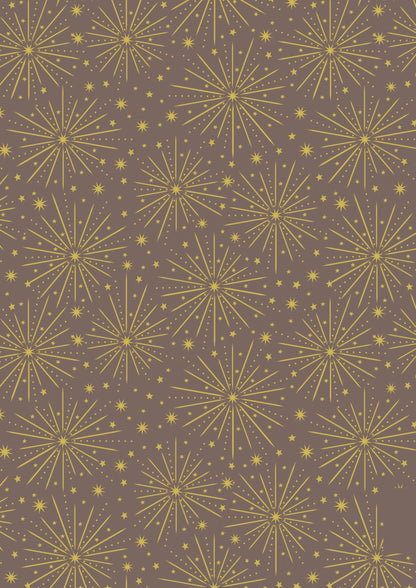 LAST BOLT! Lewis & Irene Honey Bee Fabric Collection Starburst with Gold Metallic on Fawn Premium 100% Cotton Quilt Shop Quality Fabrics