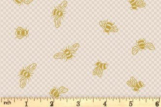 LAST BOLT! Lewis & Irene Honey Bee Fabric Collection Bees with Gold Metallic on Cream Premium 100% Cotton Quilt Shop Quality Fabrics