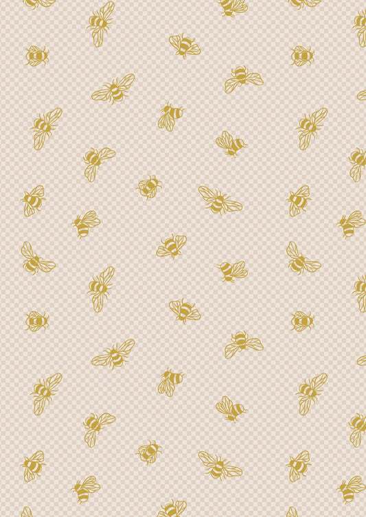 LAST BOLT! Lewis & Irene Honey Bee Fabric Collection Bees with Gold Metallic on Cream Premium 100% Cotton Quilt Shop Quality Fabrics