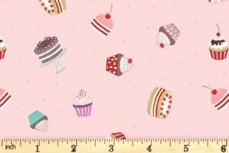 Lewis & Irene Small Things Sweet Fabric Collection Cakes on Light Pink Premium 100% Cotton Quilt Shop Quality Fabrics