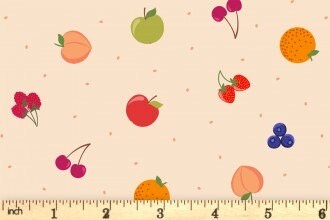 Lewis & Irene Small Things Sweet Fabric Collection Fruit on Dark Cream Premium 100% Cotton Quilt Shop Quality Fabrics