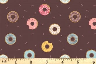 Lewis & Irene Small Things Sweet Fabric Collection Doughnuts on Brown Premium 100% Cotton Quilt Shop Quality Fabrics